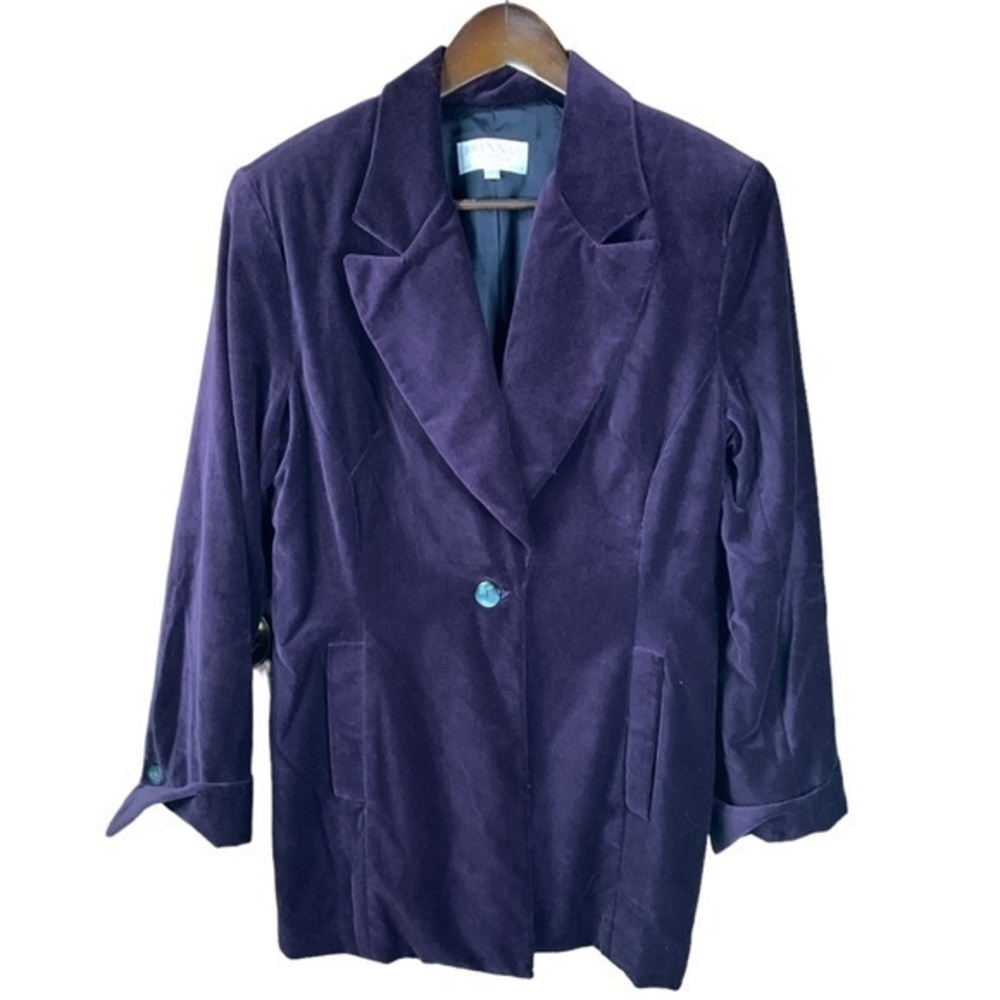 Brannan Studio Purple Velvet Blazer Ladies Size 10 Single Button Notched Lapel